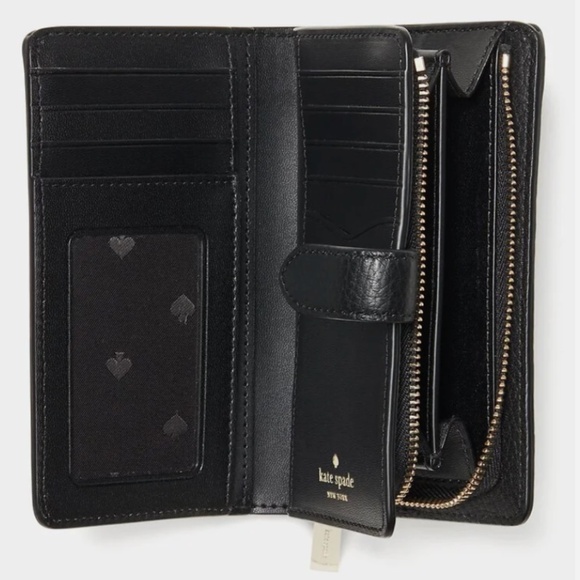 NEW Kate Spade New York Lena Bifold Medium Compact Wallet KH787 Black - Picture 2 of 7